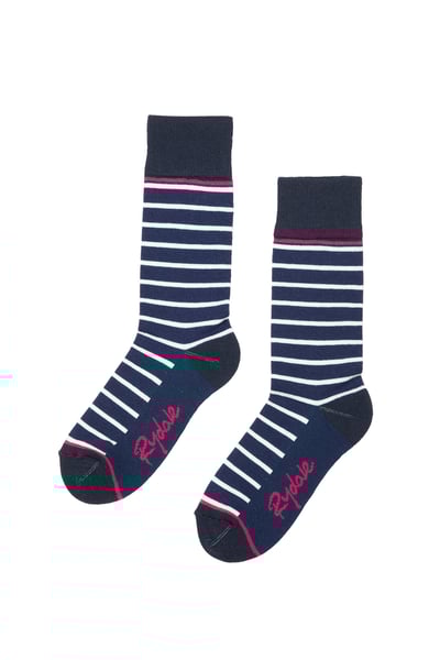 Ladies Striped Ankle Socks - Denim
