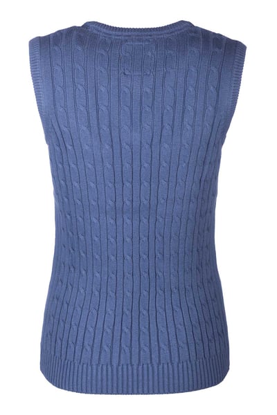 Ladies V Neck Cable Knit Vest- Emma - Mid Navy