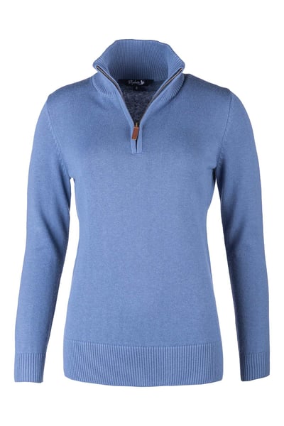 Damen-Pullover mit Viertelreißverschluss - Ellie - Denim