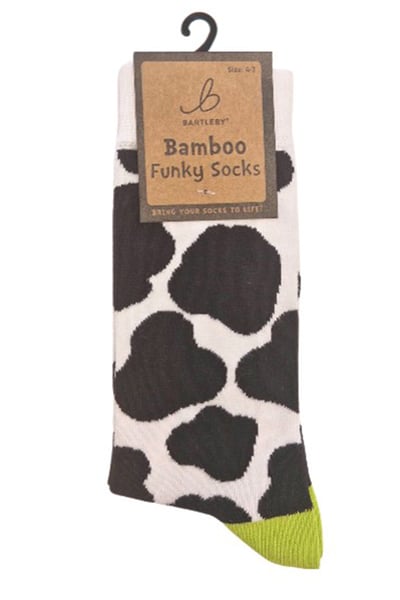 Ladies Bamboo Funky Socks - Cow Print