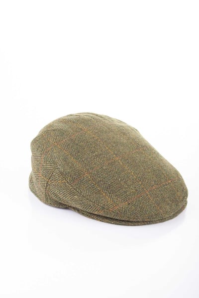 Gorra plana de tweed para hombre - Derby - Cheque oscuro