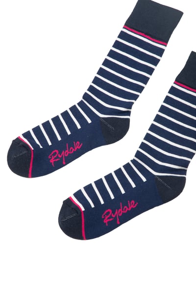 Ladies Striped Ankle Socks - Denim