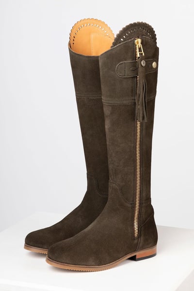 Ladies Tall Suede Country Boots - Helmsley - Olive