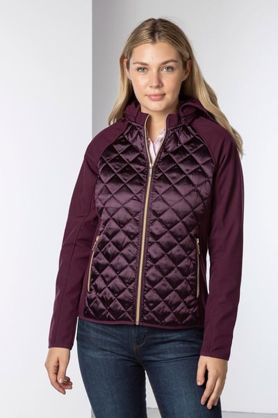 Ladies Hybrid Quilted Jacket - Askwith - Berry