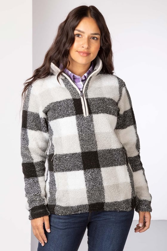 Mesdames Checked Sherpa Fleece Royaume-Uni | Pull sherpa femme | Rydale