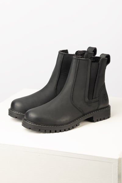 Botas de piel para mujer sin cordones - Kilburn III - Negro ceroso