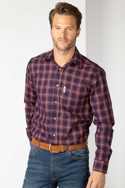 Men's Country Checked Shirt - Wetwang - Navy/Red