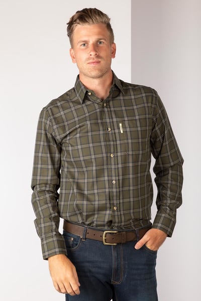 Men's Country Checked Shirt - Wetwang - Dark Olive