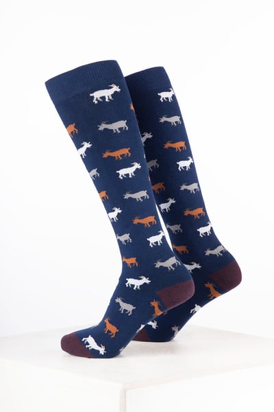 Women’s Animal Welly Socks - Goat Denim