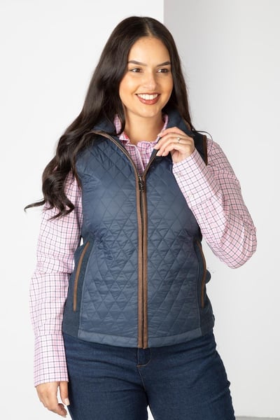 Damen Diamond Quilted Hybrid Gilet - Huggate - Marine Marl