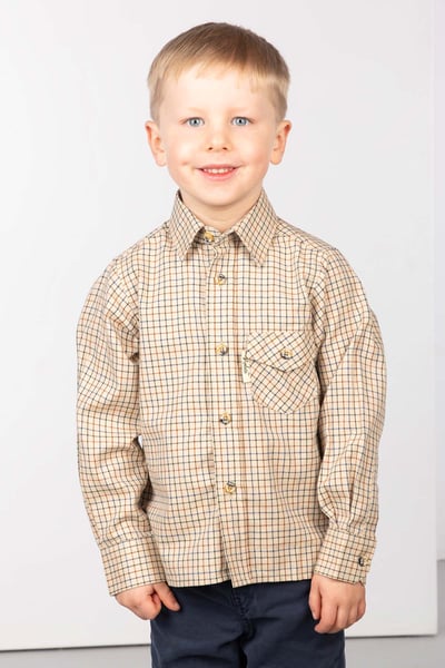 Boys Country Check Shirts - Poacher Beige