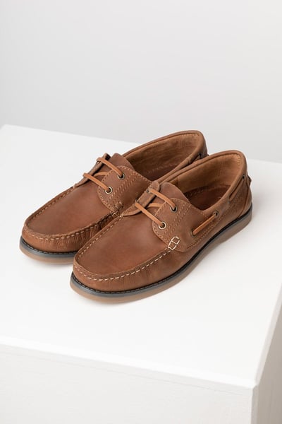 Men's Leather Deck Shoe - Runswick - Antique Tan