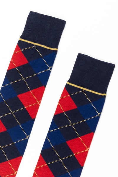 Damen Argyle Kniestrümpfe - Marine