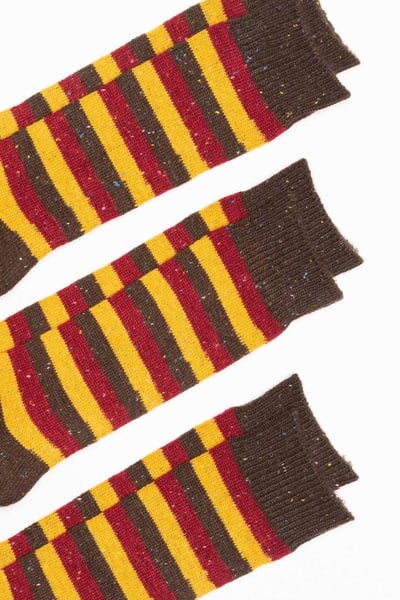 Men's Boot Socks - 3 Pack Striped - Khaki