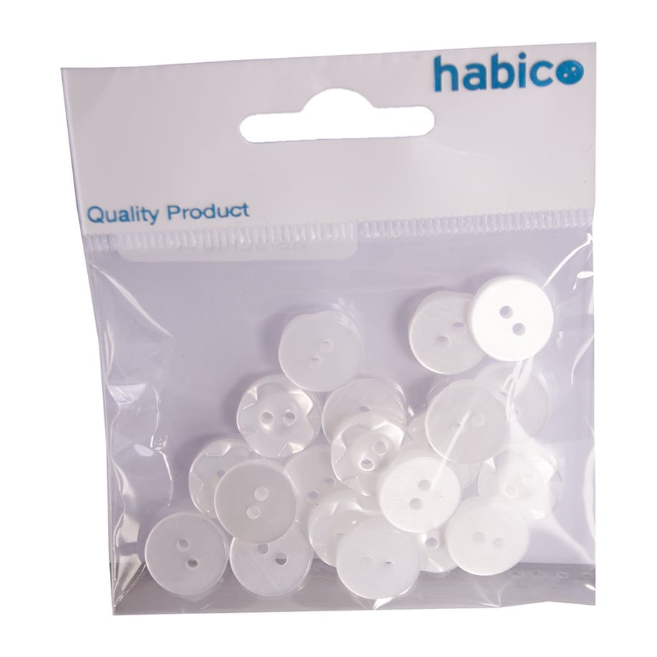 Habico Serrated Edge Buttons 14mm 20pk | White UK