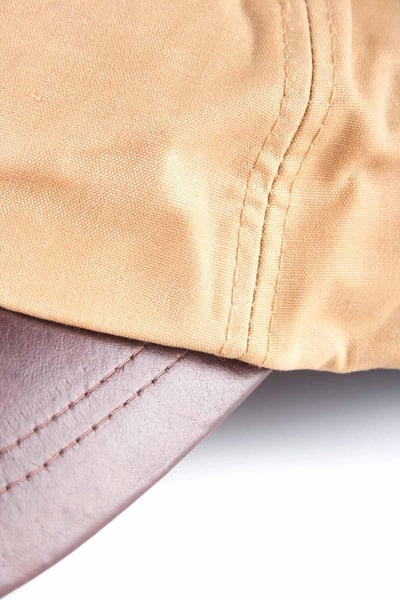 Men's Wax Baseball Cap with Leather Peak - Tan