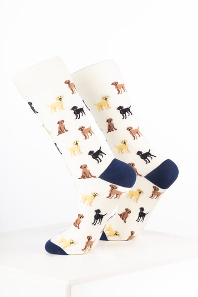 Women’s Bamboo Rich Dog Ankle Socks - Labrador Cream