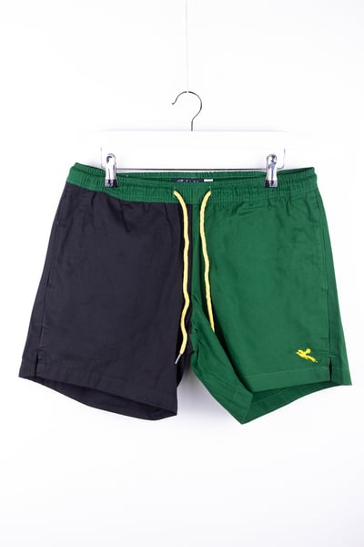 Men's Quartered Rugby Shorts - Ganton - Green/Black