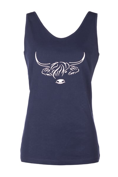 Damen-Westenoberteil mit Kuhmuster - Byland - Marine