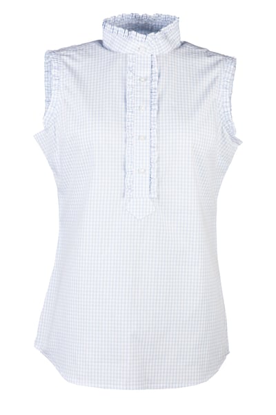 Ärmelloses Rüschen-Hemd für Damen – Ivy - cuadros azules