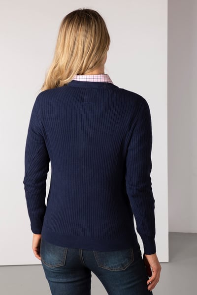 Gerippter Damenpullover mit Rundhalsausschnitt - Gemma - Marine