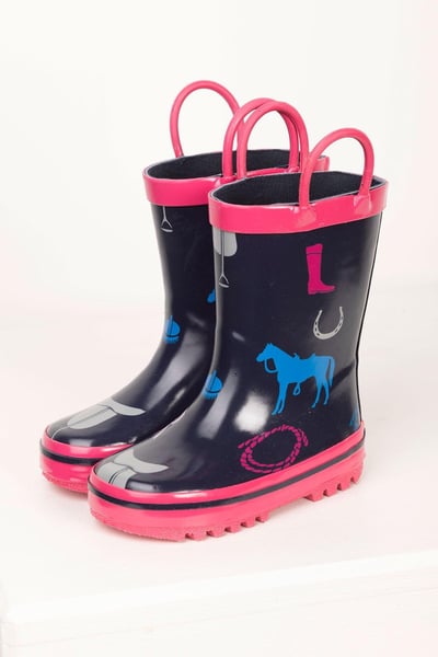 Junior Splish Splash Wellies - Pony Navy