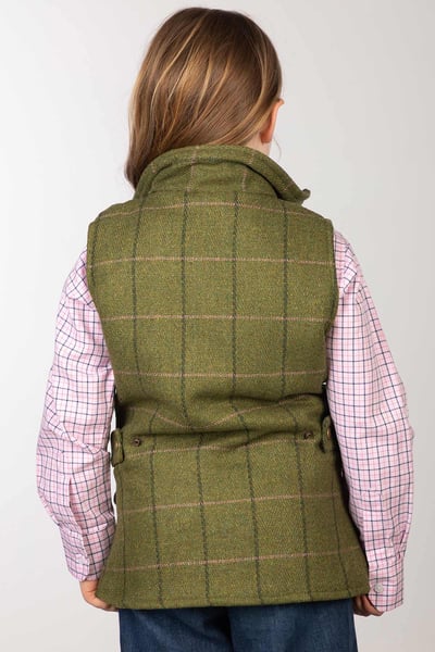 Weste aus Tweed für Mädchen - Oliv/Rosa