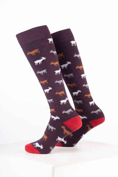Women’s Animal Welly Socks - Goat Dark Berry