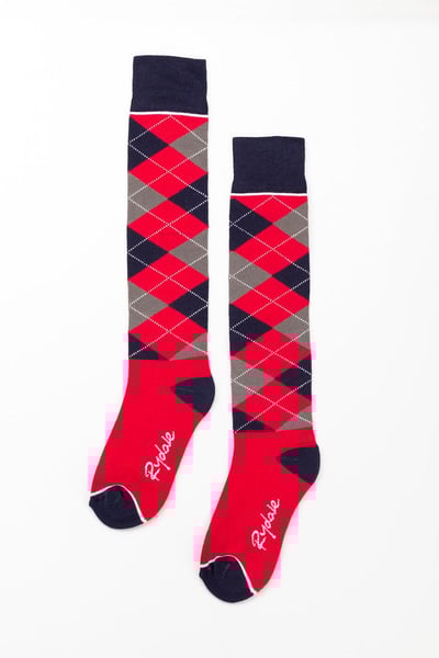 Ladies Argyle III Knee High Socks - Cherry