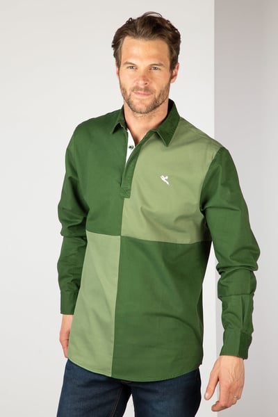 Men's Quartered Deck Shirt - Ganton - Olive/Green