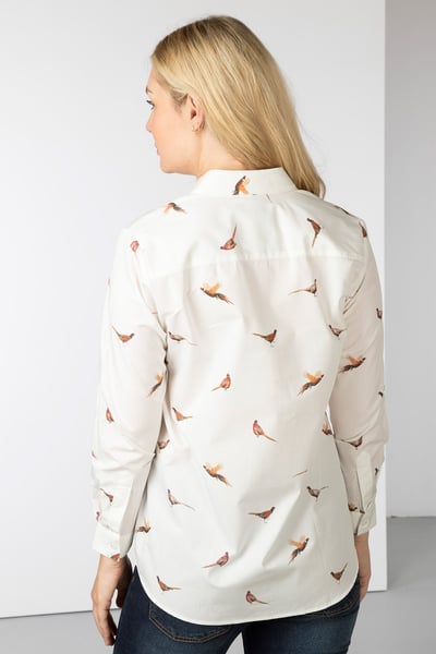 Ladies Printed Overhead Shirt - Wistow II - Pheasant White