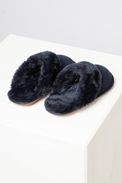 Ladies Suede Slippers - Beswick - Navy