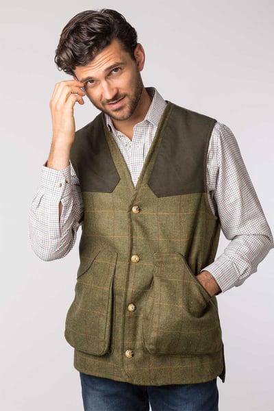 Men's Tweed Shooting Waistcoat - Danby - Heathland