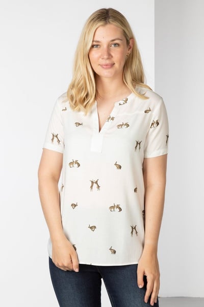 Ladies Short Sleeve Blouse - Wistow II - Hare White