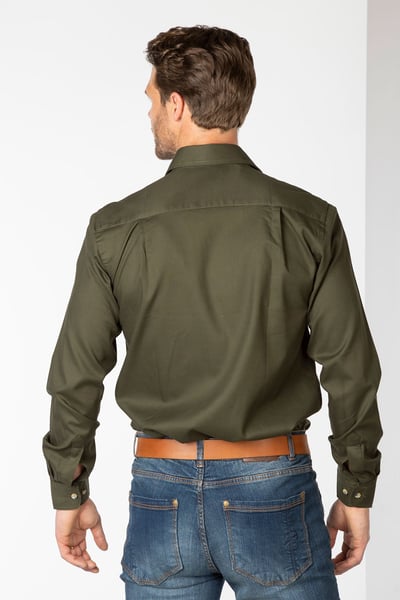 Einfarbiges Country-Hemd für Herren - Fimber - Dunkles Khaki
