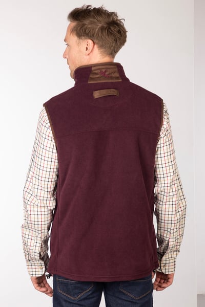 Men's Premium Fleece Waistcoat - Huggate - Dark Burgundy