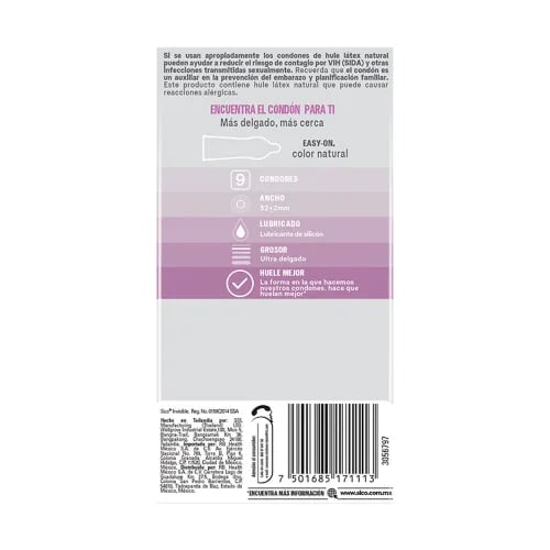 Sico Invisible Condones De Látex 9 Piezas