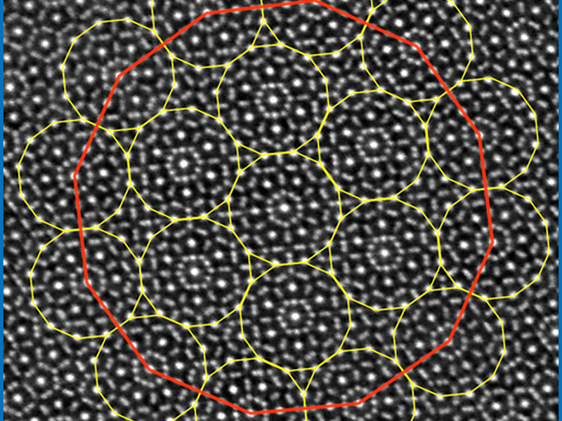 Princeton researchers and collaborators have found a rare type of quasicrystal with 12-fold symmetry that defies typical crystallography patterns. (Image courtesy: G. Cheng, N. Yao, P. J. Steinhardt)