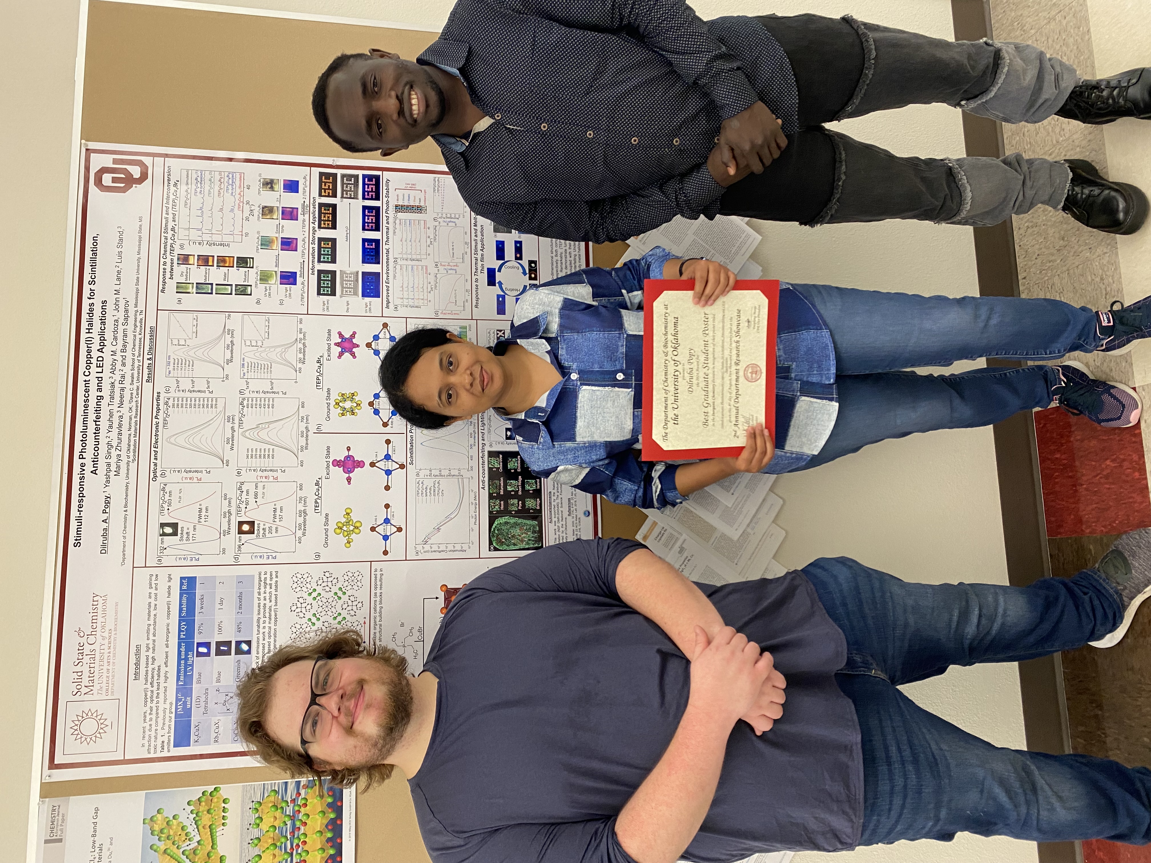 Dilruba received the “Best Graduate Student Poster Award” at the Annual Department Research Showcase Day of the Department of Chemistry and Biochemistry, University of Oklahoma.