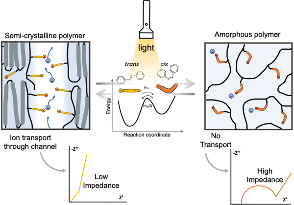 Spatiotemporally-Controlled Ion Transport via Photoswitchable Semi-Crystalline Polymer Networks logo