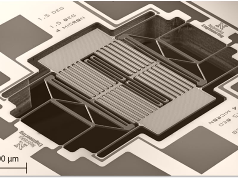 Scanning Electron Microscope Image of a High-Temperature NanoThermoMechanical Diode.