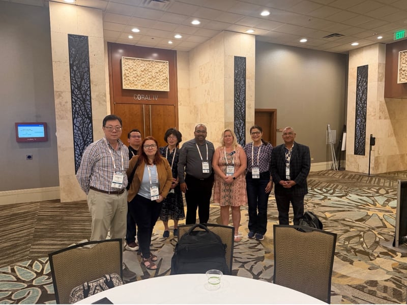 PREM PIs gather during a PREM meeting held in conjunction with the 2026 MRS Spring Meeting in Honolulu, Hawaiʻi. From left: Cheng-Yu Lai, Daniela Radu, Alan Mejia (rear), JiYeong Gu (rear), Thiagarajan Soundappan, Michele Feder, Victoria Padilla, and Dhananjay Kumar. Photo courtesy of Thiagarajan Soundappan.