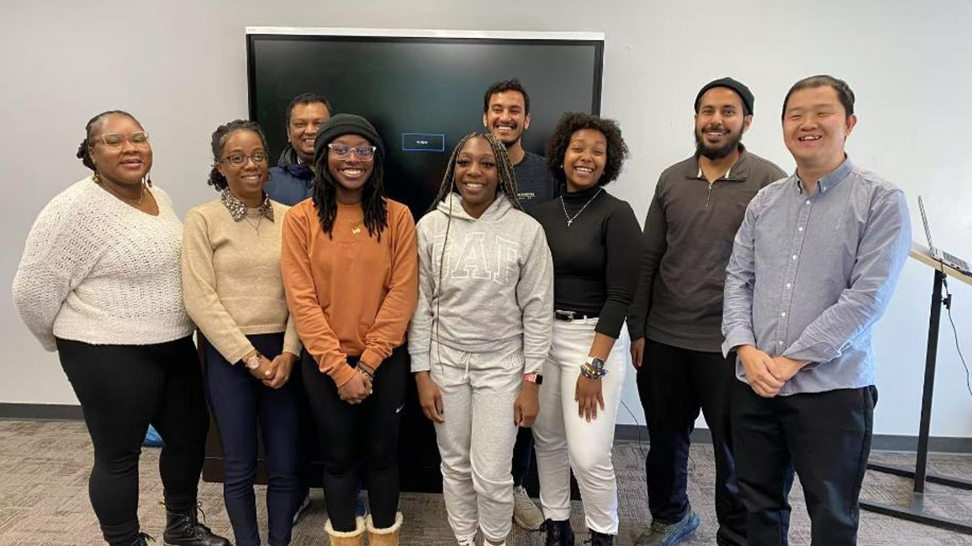 Xinle Li (extreme right) with his lab members in 2024. Li, assistant professor of chemistry at Clark Atlanta University recently received the Camille Dreyfus Teacher-Scholar Award. Image courtesy of Xinle Li. 