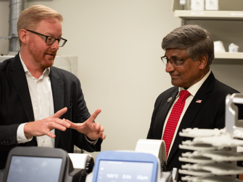 Dr. Stieg and Dr. Panchanathan at the Living Biofoundry