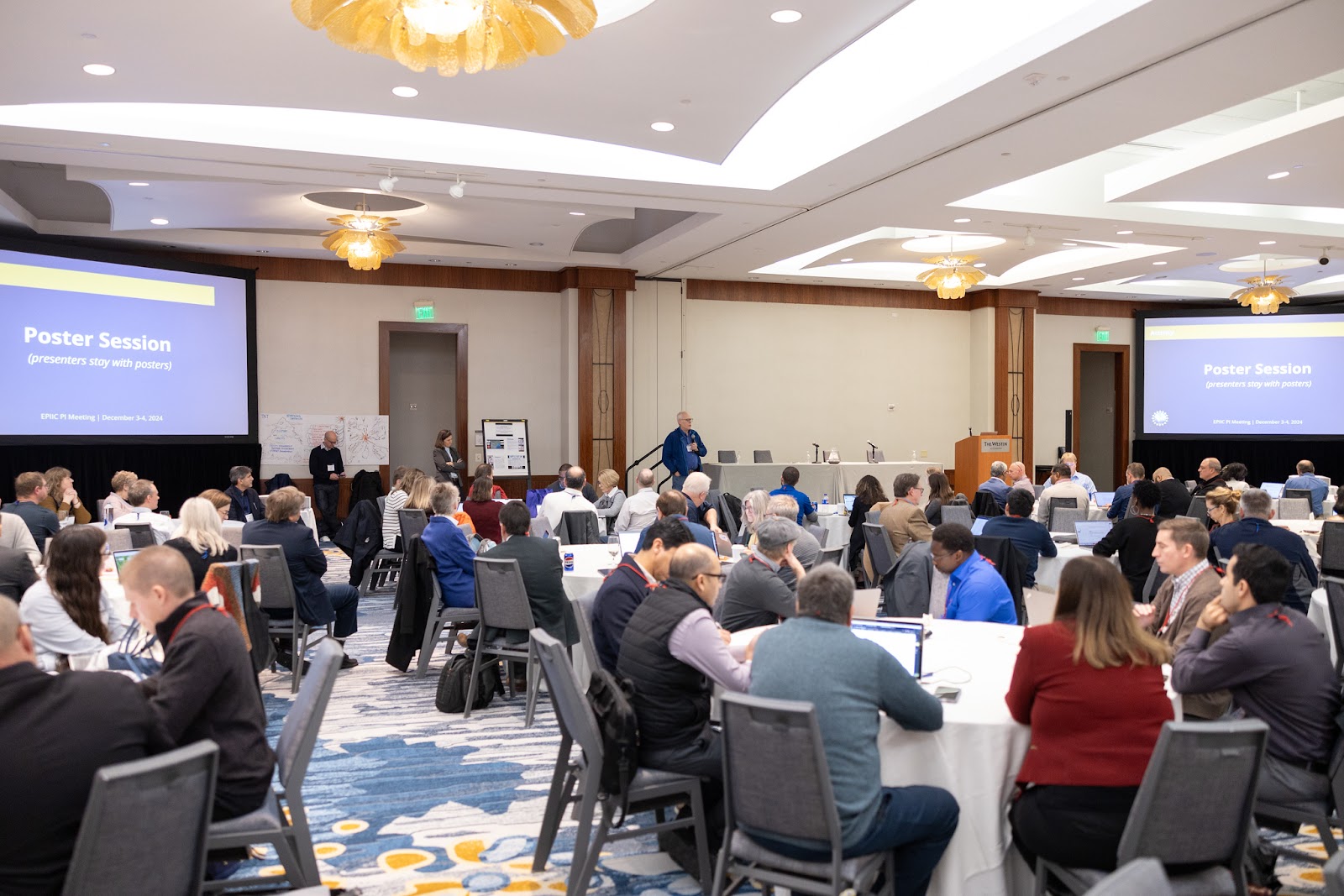 EPIIC cohorts discuss their work as part of the program at the first-ever PI meeting that took place in December 2024. Image credit: Andrés Harris