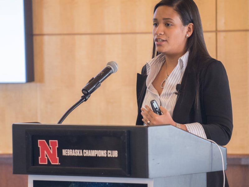 University of Puerto Rico, Rio Piedras undergraduate Shyline Santana gives an invited talk at the 2018 WoPhyS conference.