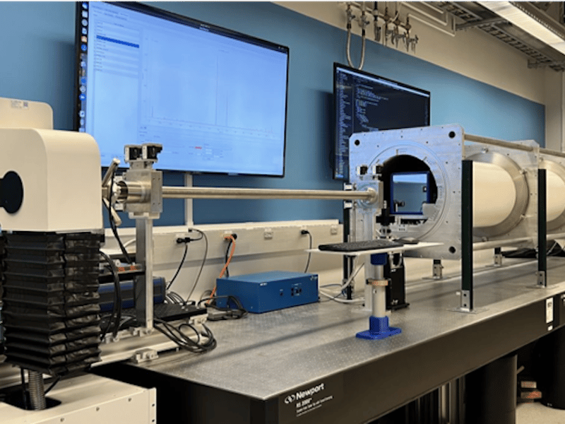 The BioPacific MIP SAXS/WAXS beamline. The six-meter long platform instrument is custom designed and constructed by a research and development team that has been supporting the MRL X-ray Diffraction facility.  Many design elements were inspired by the original SAXS/WAXS instrument built by the same team in the MRL X-ray Facility.