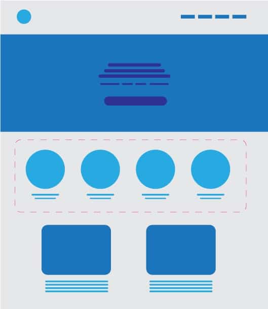 A pattern of circles forms a group related by its proximity.