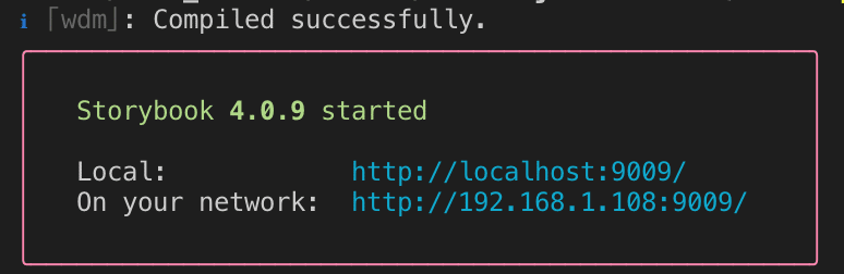 Storybook compiling successful
