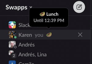 How your status is shown in slack